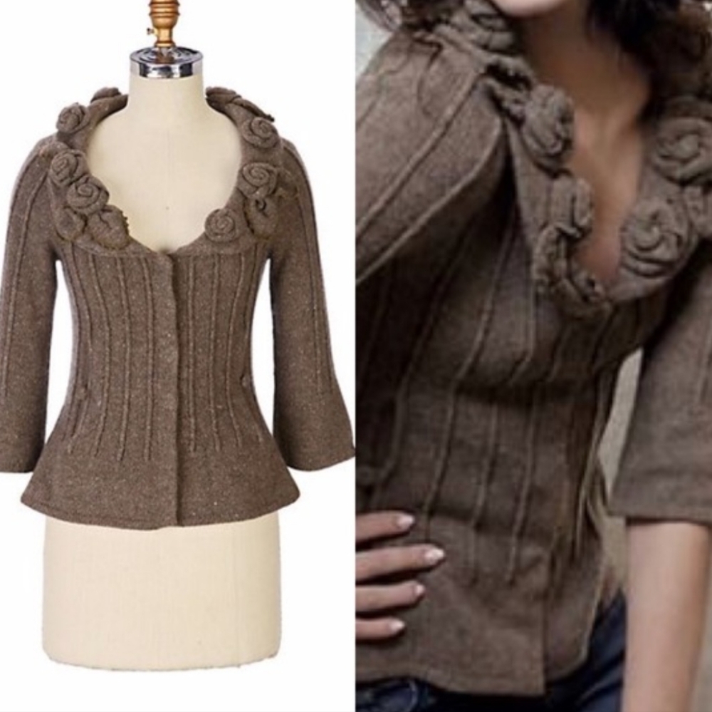 Charlie & Robin Rockrose Rosette Cardigan Snap S - Picture 2 of 9